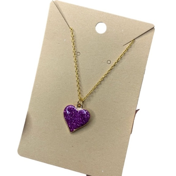 Sparkly purple heart necklace - Picture 1 of 3